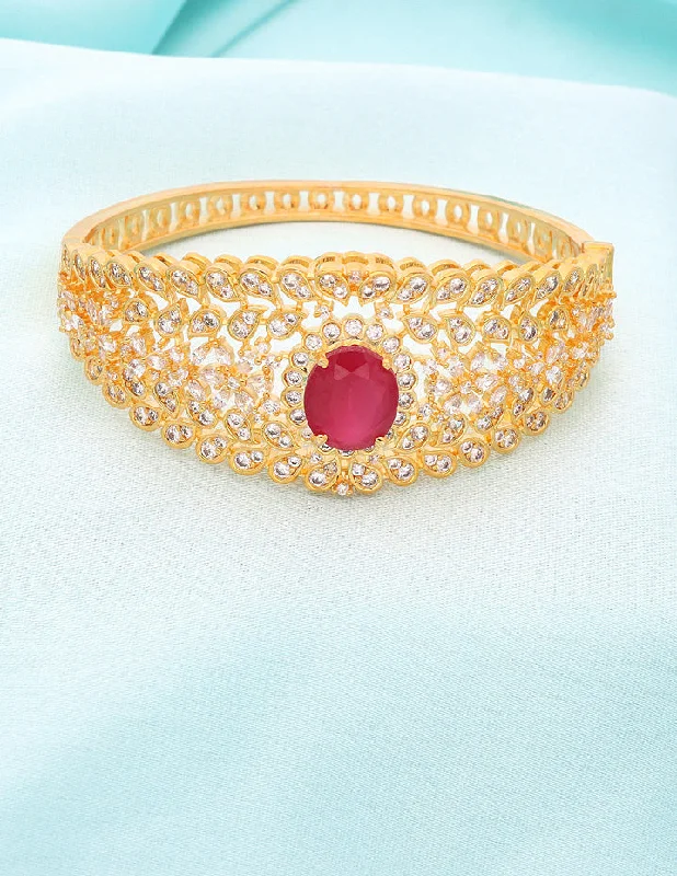 Bangle Bracelets with Celtic Knotwork for a Symbolic and Stylish LookDesigner Zirconia Gold Polish Ruby Bracelet