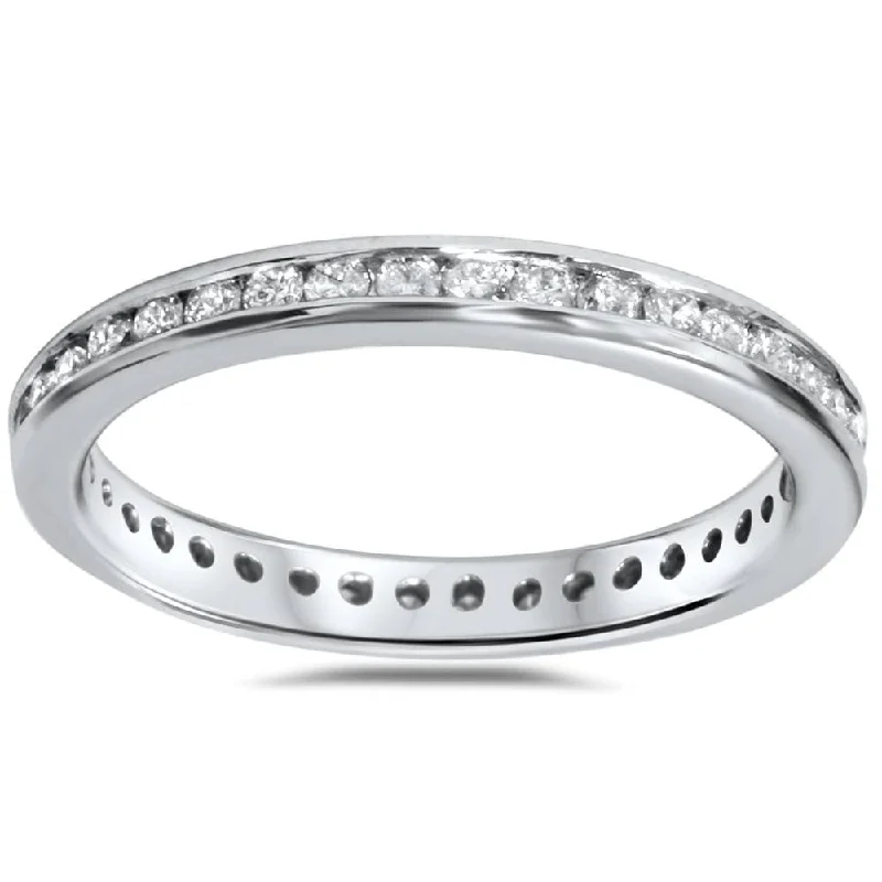 Pearl - and - Diamond - Studded Wedding Bands in White Gold for a Feminine and Elegant Touch1/2ct Diamond Channel Set Eternity Ring White Gold