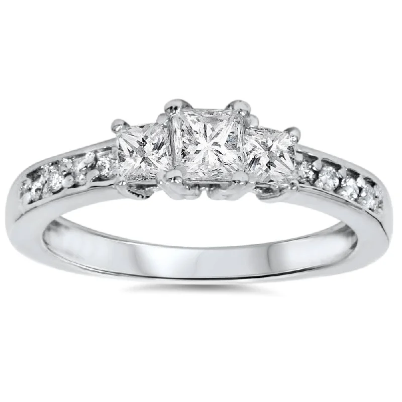 18K White Gold Classic Round - Cut Diamond Wedding Bands for a Timeless and Elegant Look1/3ct Three Stone Princess Cut Diamond Engagement Ring White Gold