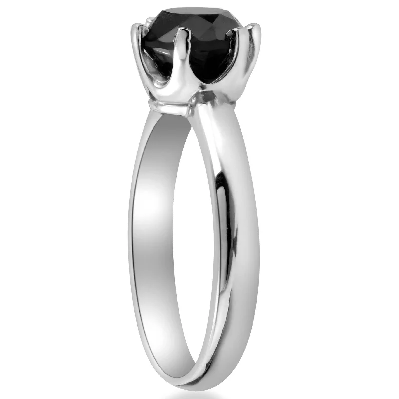 Men's Tungsten Carbide Wedding Bands with a Matte Finish and Grooved Details for a Modern and Durable Option1ct Round Black Solitaire Diamond White Gold Engagement Ring