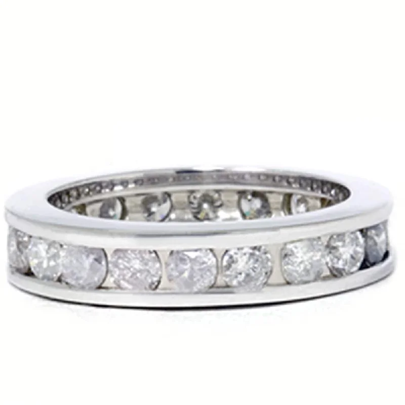 18K White Gold Classic Round - Cut Diamond Wedding Bands for a Timeless and Elegant Look2ct Channel Set Diamond Eternity Ring White Gold