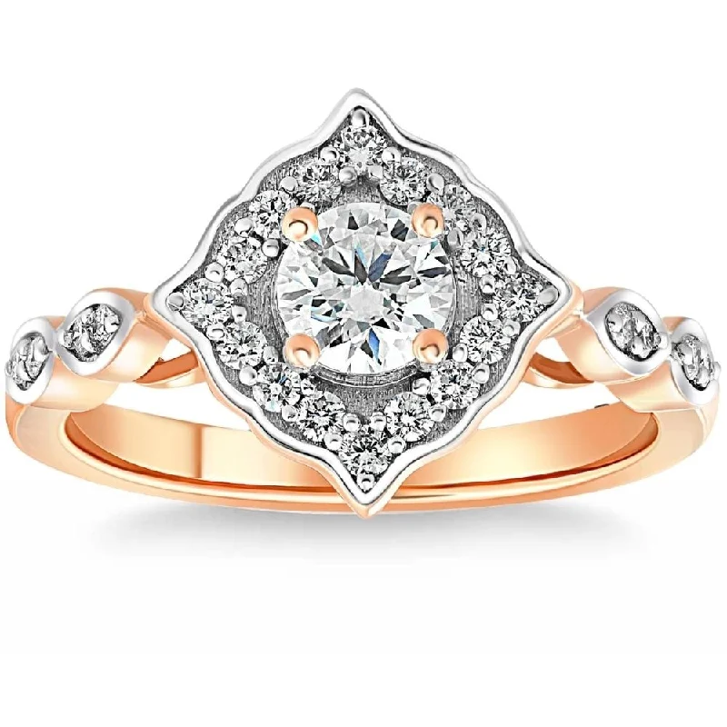 Infinity - Symbol Wedding Bands in Rose Gold with Small Diamonds for a Romantic and Symbolic Gesture3/4Ct Round Moissanite & Lab Grown Diamond Engagement in Ring Rose or White Gold