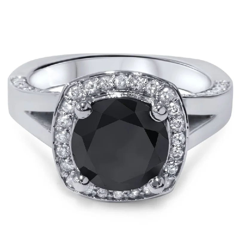 Stackable Wedding Bands in Sterling Silver with Enamel Inlays for a Colorful and Versatile Option3 5/8 Ct Black Diamond Halo Split Shank Engagement Ring White Gold