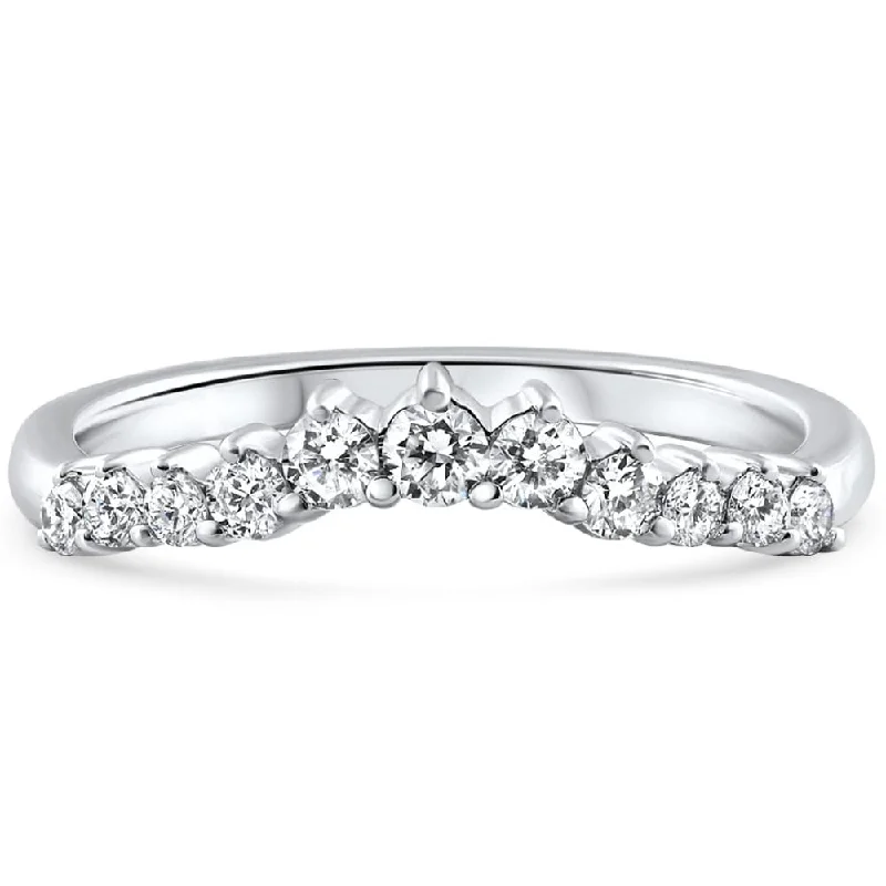 Laser - Etched Floral Design Wedding Bands in Palladium for a Delicate and Intricate Look3/8Ct Diamond Contour Wedding Guard Ring Womens Band Gold Lab Grown