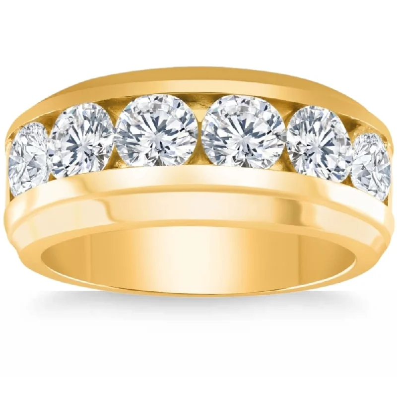 Moissanite - Set Wedding Bands in Yellow Gold for a Sparkling and Ethical Alternative to Diamonds4Ct Men's Diamond Ring in Gold Lab Grown