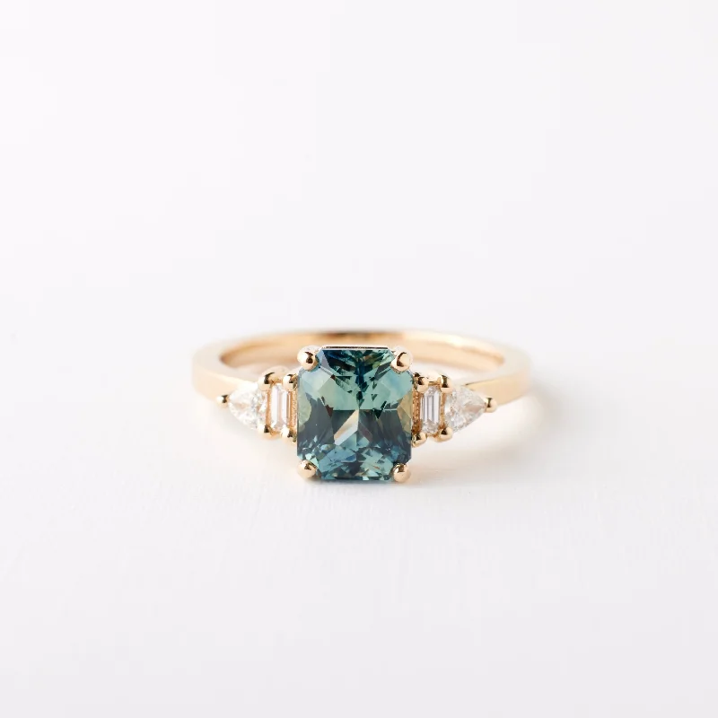 Engagement Rings with Sapphire and Diamond Combinations in a Vintage StyleAnastasia Ring - 2.03ct. Teal Radiant Sapphire