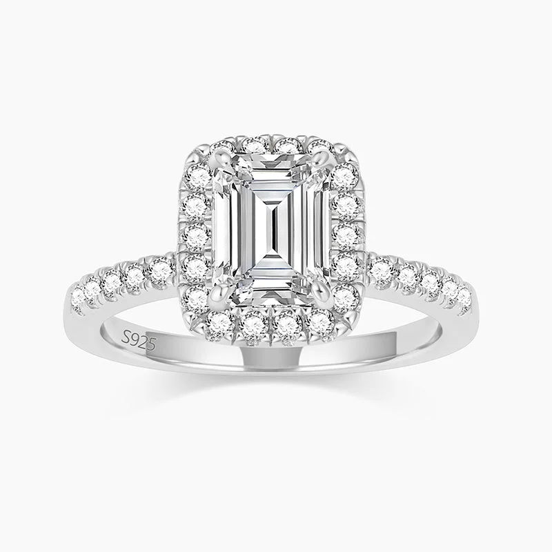 Three - Stone Engagement Rings Symbolizing Love's Past, Present, and Future with Asscher - Cut DiamondsClassic Emerald Cubic Zirconia Engagement Rings