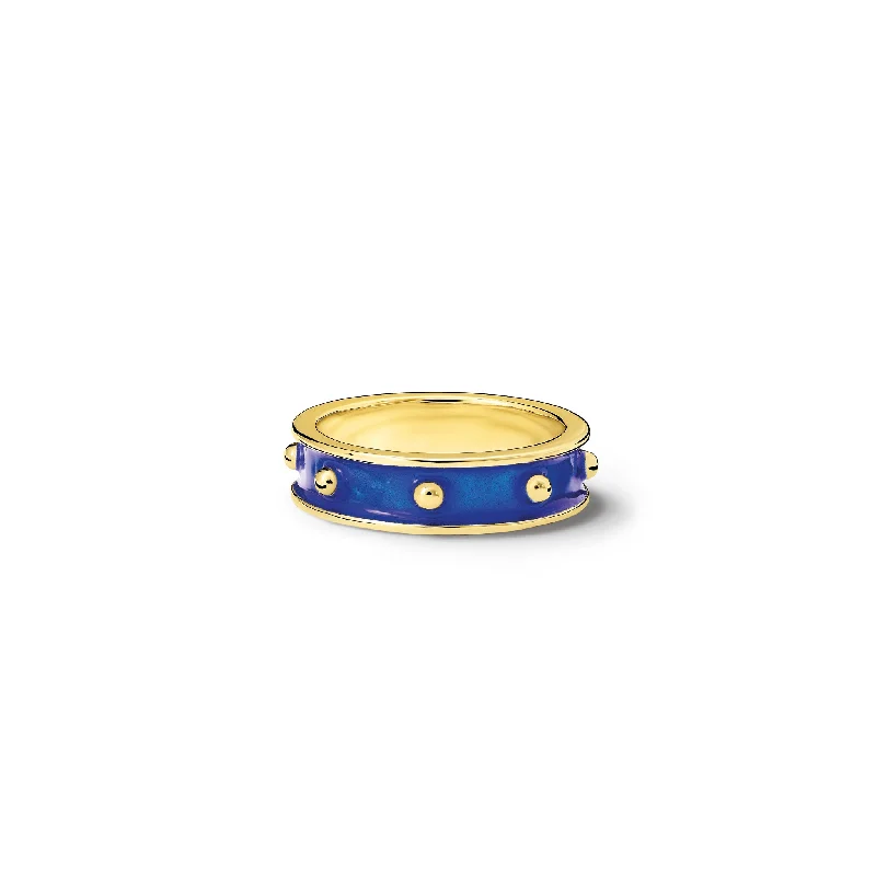 Marquise Cut Engagement Rings with a Channel - Set Diamond BandDecimus Ring 18ct Yellow Gold - Dark Blue Enamel