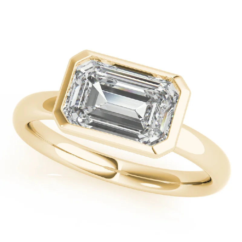 Solitaire Engagement Rings with a High - Clarity Round Diamond and Tapered BandEast West Emerald Cut Bezel Engagement Ring Setting