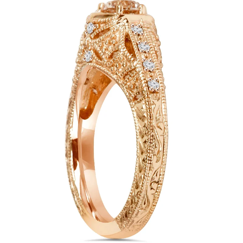 Vintage - Style Filigree Wedding Bands in 14K Gold for a Romantic and Antique - Inspired AestheticEmery .70Ct Vintage Diamond Antique Engagement Rose Gold