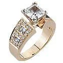 Adjustable Engagement Rings with a Flexible Band and a Princess - Cut Center Diamond1.5 Cubic Zirconia Square Princess Center 14K Gold Engagement Ring