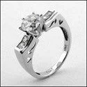 Cathedral - Style Engagement Rings with a Raised Center Stone and Intricate MetalworkEngagement 1 Ct Round Center Flat top Cubic Zirconia Cz Ring