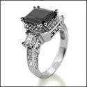 Cushion - Cut Halo Engagement Rings with a Platinum Band and Micro - Pave DetailsEngagement 3 Ct Black Emerald Cubic Zirconia Cz Ring