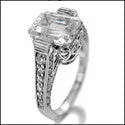 Adjustable Engagement Rings with a Flexible Band and a Princess - Cut Center DiamondEngagement 3 Ct Emerald Cut CZ Pave Cubic Zirconia Engagement Ring 14K White Gold