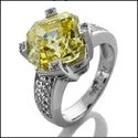 Engagement Rings with Sapphire and Diamond Combinations in a Vintage StyleEngagement Canary Asscher 3 Ct Pave Cubic Zirconia Cz Ring