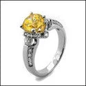 Cluster Engagement Rings with Multiple Small Diamonds Arranged in a Stunning DesignEngagement Canary Round 2 Ct Center 4 Prong Cubic Zirconia Cz Ring