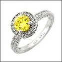 Marquise Cut Engagement Rings with a Channel - Set Diamond BandEngagement Canary Round In Halo Engraved shank Cubic Zirconia Cz Ring