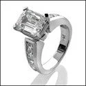 Classic Round Cut Engagement Rings with Platinum Prongs and Halo Setting for Timeless EleganceEmerald Cut Cubic Zirconia 2 Carat Center Channel Sides 14K White Gold Engagement Ring