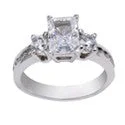 Princess Cut Engagement Rings in 18K White Gold with Micro - Pave Side StonesEngagement Radiant 1.5 Ct Center Cubic Zirconia Cz Ring