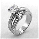 Emerald Cut Engagement Rings with Platinum Gallery and Split Shank DesignEngagement Round 1 Ct Brilliant CZ Center Pave Cubic Zirconia Cz Ring