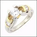 Cluster Engagement Rings with Multiple Small Diamonds Arranged in a Stunning DesignEngagement Round Cubic Zirconia Channel Baguettes Two Tone Gold Cz Ring