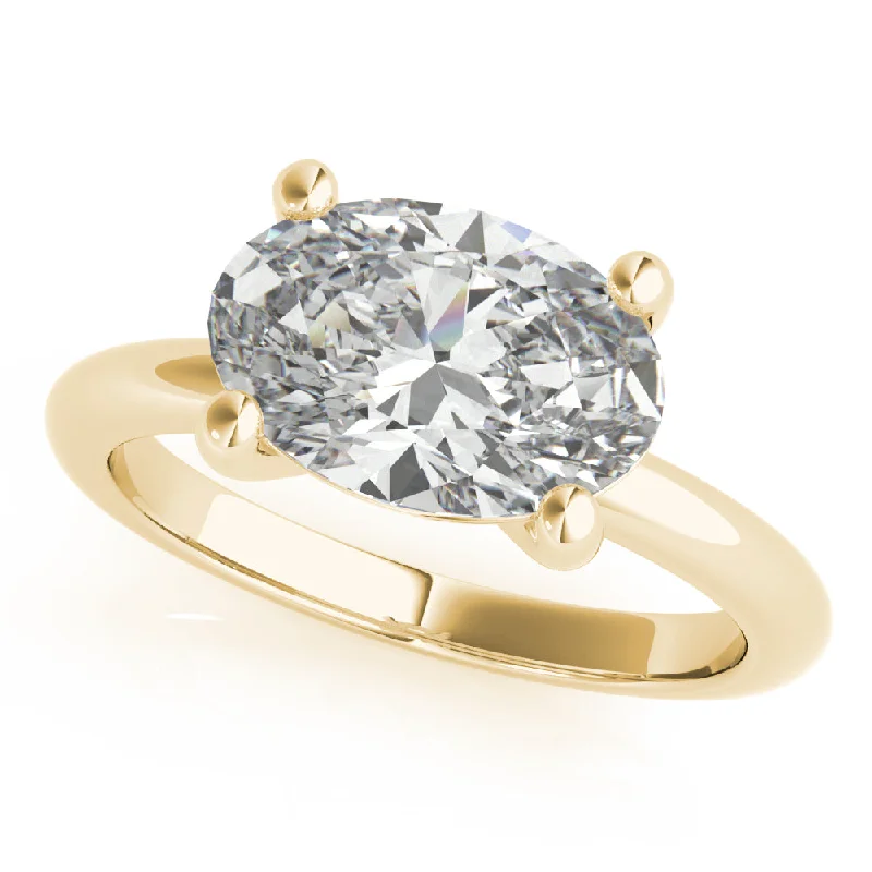 Pear - Shaped Engagement Rings in Yellow Gold with a Diamond - Encrusted BandLara East West Oval Diamond Engagement Ring Setting