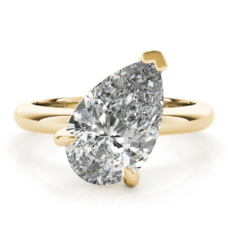 Marquise Cut Engagement Rings with a Channel - Set Diamond BandLara Tilted Pear Diamond Engagement Ring Setting