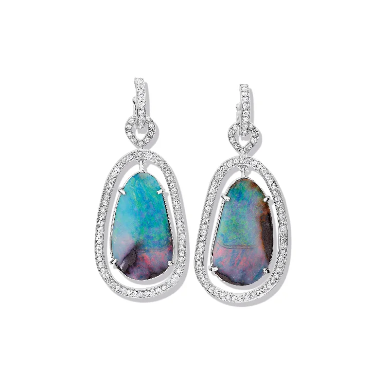 Cluster Engagement Rings with Multiple Small Diamonds Arranged in a Stunning DesignOctavia Margarita Earring Drops 18ct White Gold - Blue Boulder Opal & Diamond