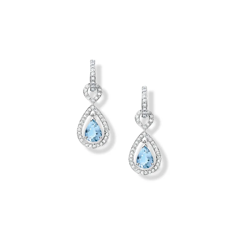 Princess Cut Engagement Rings in 18K White Gold with Micro - Pave Side StonesOctavia Margarita Earring Drops 18ct White Gold - Aquamarine & Diamond