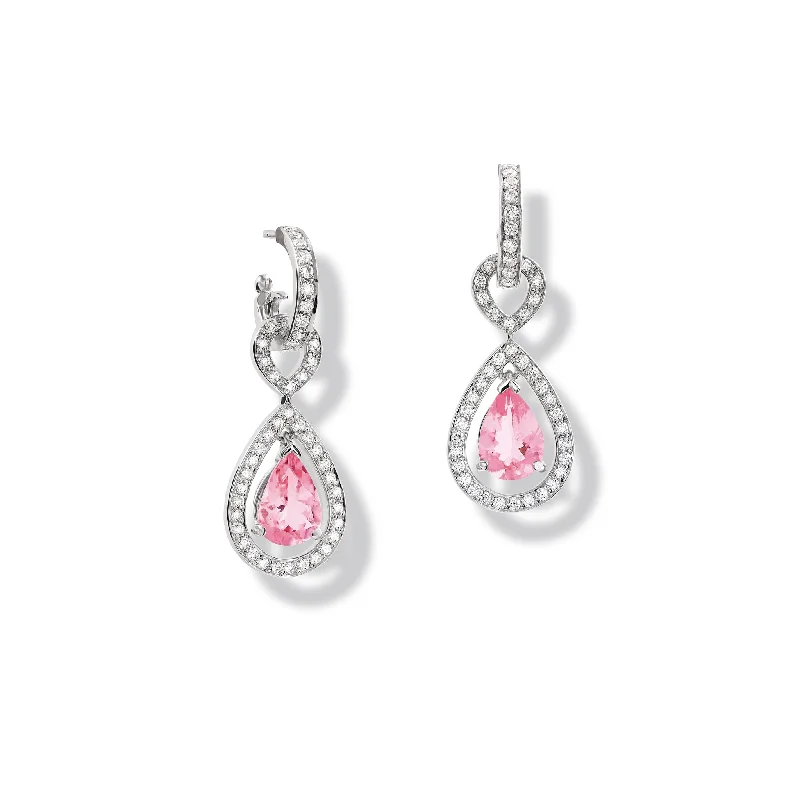 Vintage Cluster Engagement Rings with Antique - Cut Diamonds and Silver FiligreeOctavia Margarita Earring Drops 18ct White Gold - Pink Sapphire & Diamond