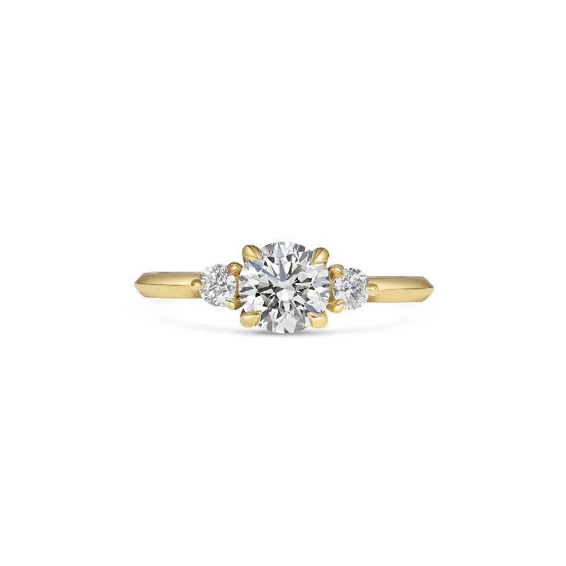 Vintage - Inspired Engagement Rings with Filigree Work and Emerald - Cut Center StoneRita Ring - Round Cut 0.70ct - In Stock