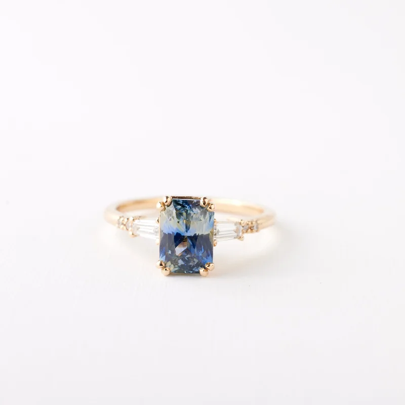 Engagement Rings with Sapphire and Diamond Combinations in a Vintage StyleSylvie Ring - 2.07ct. Blue Yellow Radiant Parti Sapphire