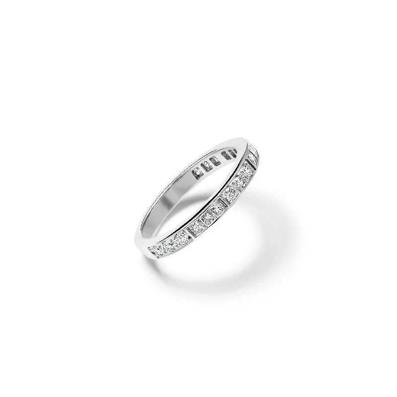 Art Deco Engagement Rings with Geometric Patterns and Baguette - Cut Diamond AccentsValeria Half Eternity Ring 18ct White Gold - Diamond