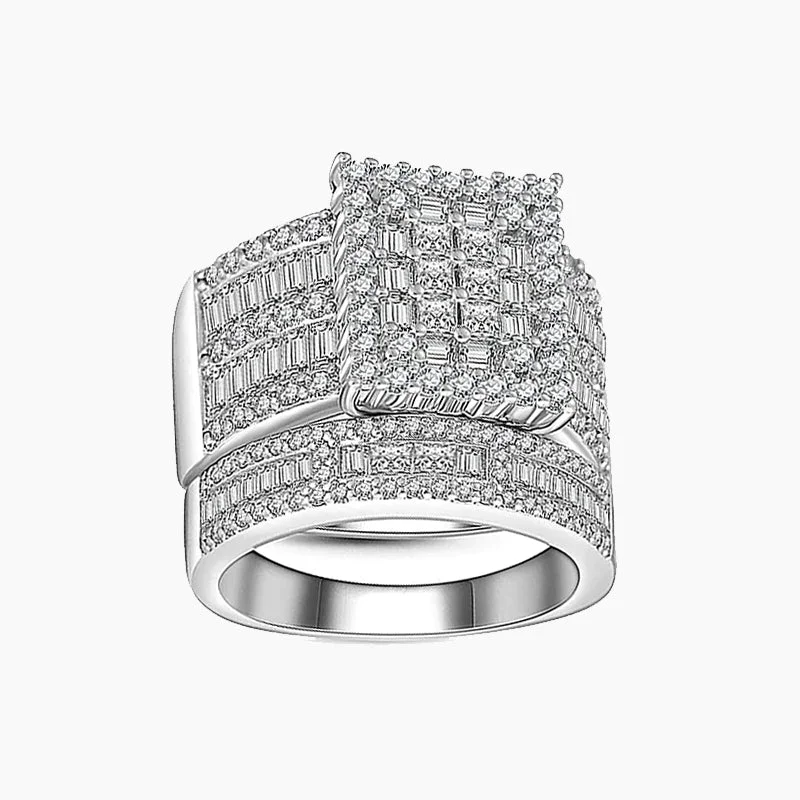 Three - Stone Engagement Rings Symbolizing Love's Past, Present, and Future with Asscher - Cut DiamondsWedding Rings Fashion Sliver Engagement Rings for Women