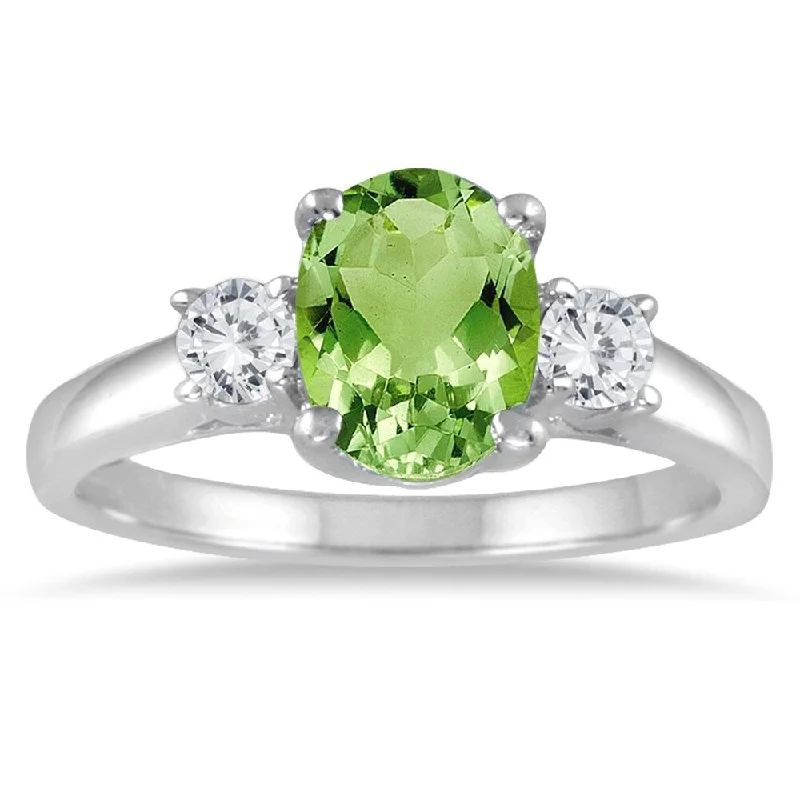 Turquoise Gemstone Rings in 925 Silver with a Southwestern - Inspired Design for a Rustic Charm1 3/4 Carat Peridot and Diamond Three Stone Ring 14K White Gold