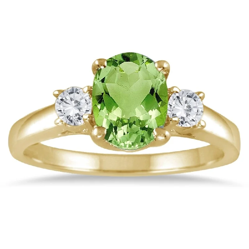 Ruby Gemstone Rings in 14K Yellow Gold with a Solitaire Setting for a Classic and Bold Statement1 3/4 Carat Peridot and Diamond Three Stone Ring 14K Yellow Gold