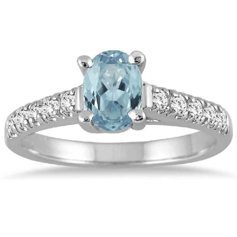 Alexandrite Gemstone Rings in Platinum with a Hidden Halo for a Rare and Luxurious Piece1 Carat Oval Aquamarine and Diamond Ring in 14K White Gold