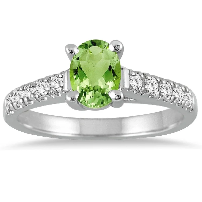 Ruby Gemstone Rings in 14K Yellow Gold with a Solitaire Setting for a Classic and Bold Statement1 Carat Oval Peridot and Diamond Ring in 14K White Gold