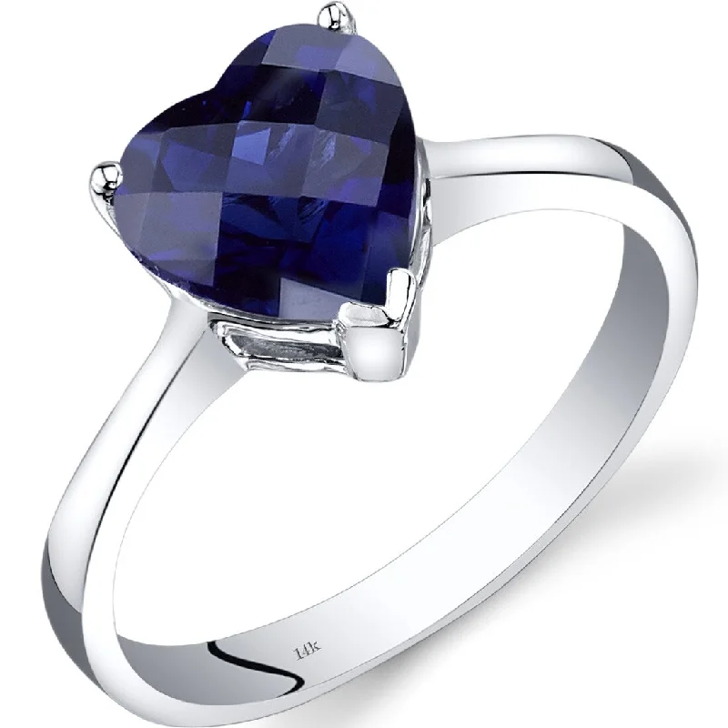 Aquamarine Gemstone Rings in 9K Gold with a Bezel Setting for a Modern and Secure Fit14k White Gold 2.5ct Created Blue Sapphire Ring