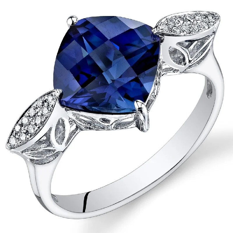 Garnet Gemstone Rings in 18K Gold Vermeil with Intricate Engravings for a Traditional Aesthetic14k White Gold 4.15ct Created Blue Sapphire and Diamond Ring