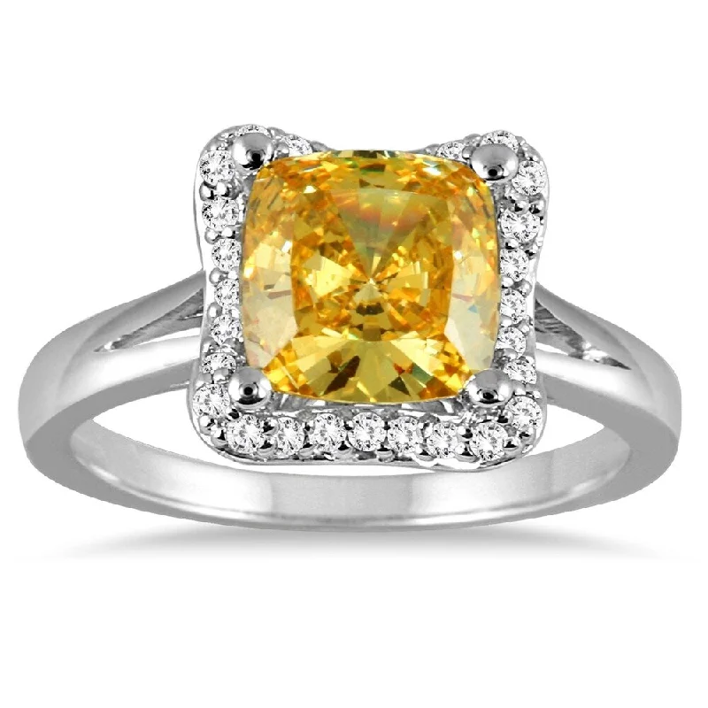 Turquoise Gemstone Rings in 925 Silver with a Southwestern - Inspired Design for a Rustic Charm2 Carat Cushion Cut Citrine and Diamond Ring in 14K White Gold