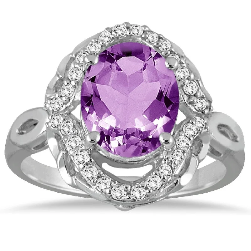 Iolite Gemstone Rings in 10K Gold with a Twisted Band for a Distinctive and Stylish Accessory3 1/2 Carat Oval Amethyst and Diamond Ring in 10K White Gold