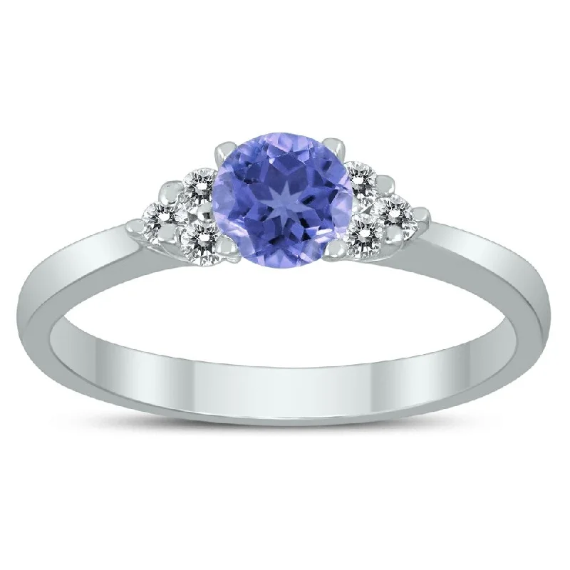 Turquoise Gemstone Rings in 925 Silver with a Southwestern - Inspired Design for a Rustic Charm4MM Tanzanite and Diamond Cynthia Ring in 10K White Gold