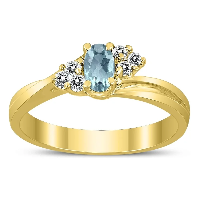 Sapphire Gemstone Rings in 18K White Gold with Diamond Accents for an Elegant Engagement5X3MM Aquamarine and Diamond Twist Ring in 10K Yellow Gold