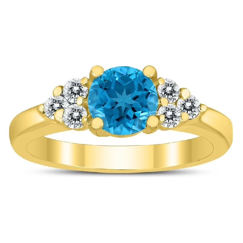 Sapphire Gemstone Rings in 18K White Gold with Diamond Accents for an Elegant Engagement6MM Blue Topaz and Diamond Cynthia Ring in 10K Yellow Gold