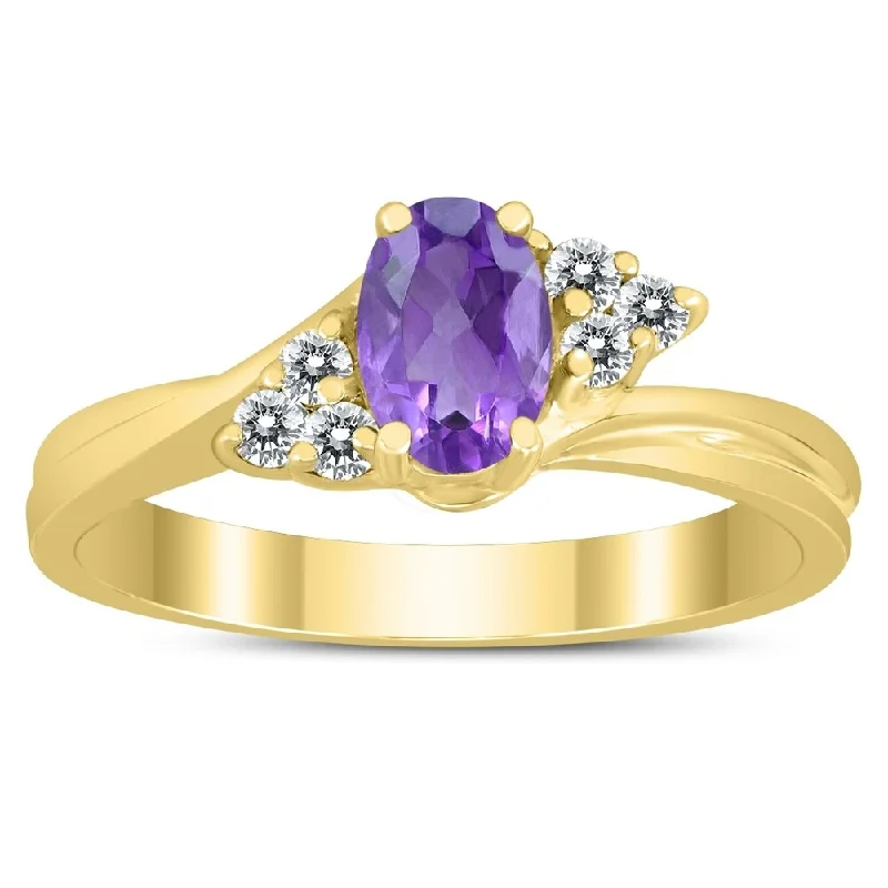 Ruby Gemstone Rings in 14K Yellow Gold with a Solitaire Setting for a Classic and Bold Statement6X4MM Amethyst and Diamond Twist Ring in 10K Yellow Gold