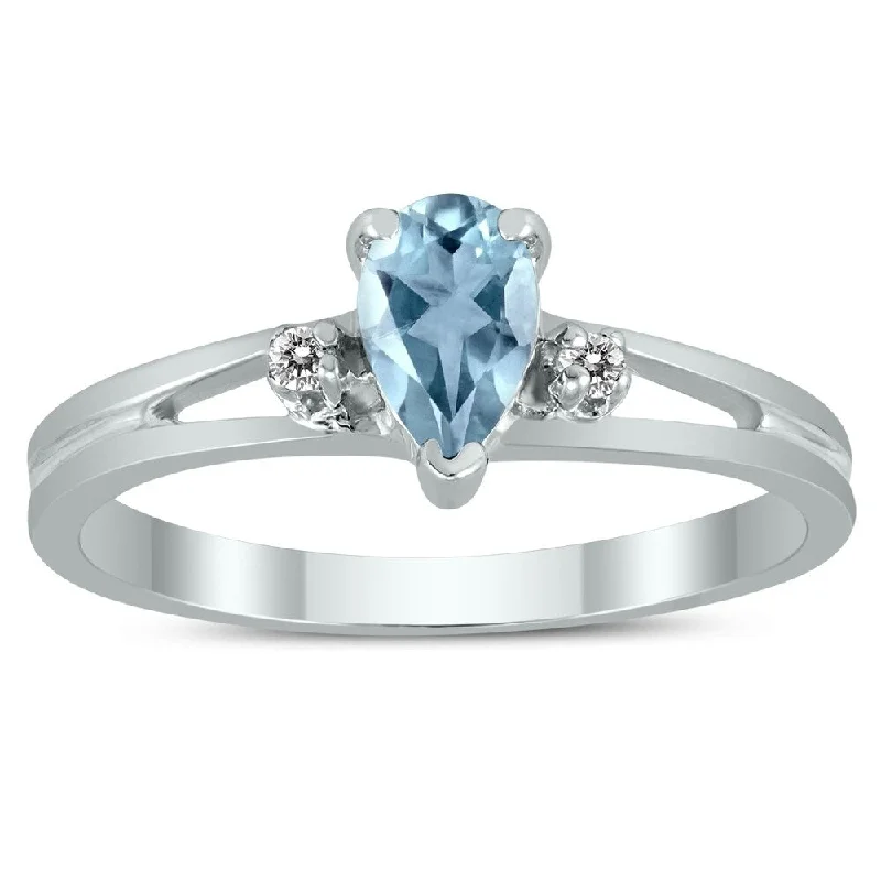 Alexandrite Gemstone Rings in Platinum with a Hidden Halo for a Rare and Luxurious Piece6X4MM Aquamarine and Diamond Pear Shaped Open Three Stone Ring in 10K White Gold