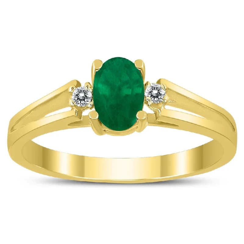 Citrine Gemstone Rings in Stainless Steel with a Stackable Design for a Trendy Everyday Wear6X4MM Emerald and Diamond Open Three Stone Ring in 10K Yellow Gold