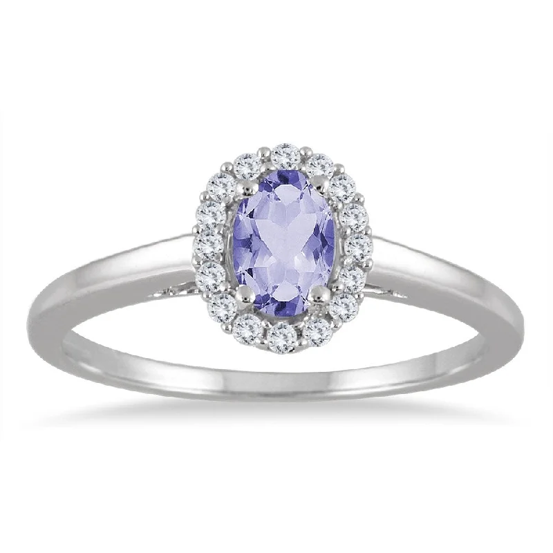 Lapis Lazuli Gemstone Rings in Sterling Silver with a Star - Shaped Setting for a Celestial - Inspired Piece6x4MM Oval Tanzanite and Diamond Halo Ring in 10K White Gold