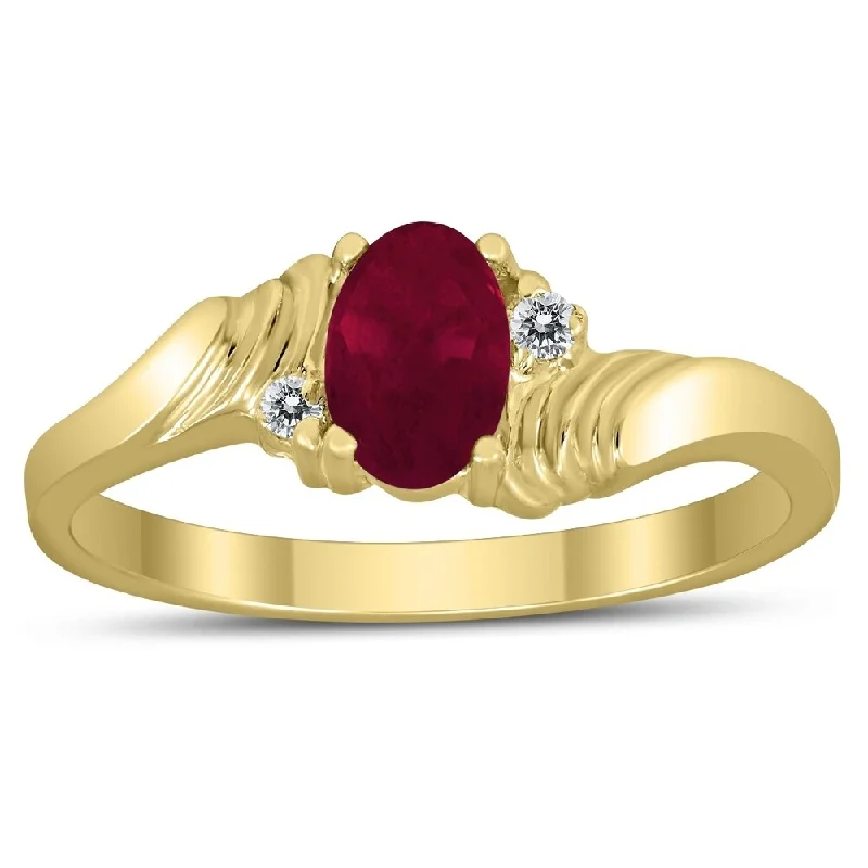 Alexandrite Gemstone Rings in Platinum with a Hidden Halo for a Rare and Luxurious Piece6X4MM Ruby and Diamond Wave Ring in 10K Yellow Gold